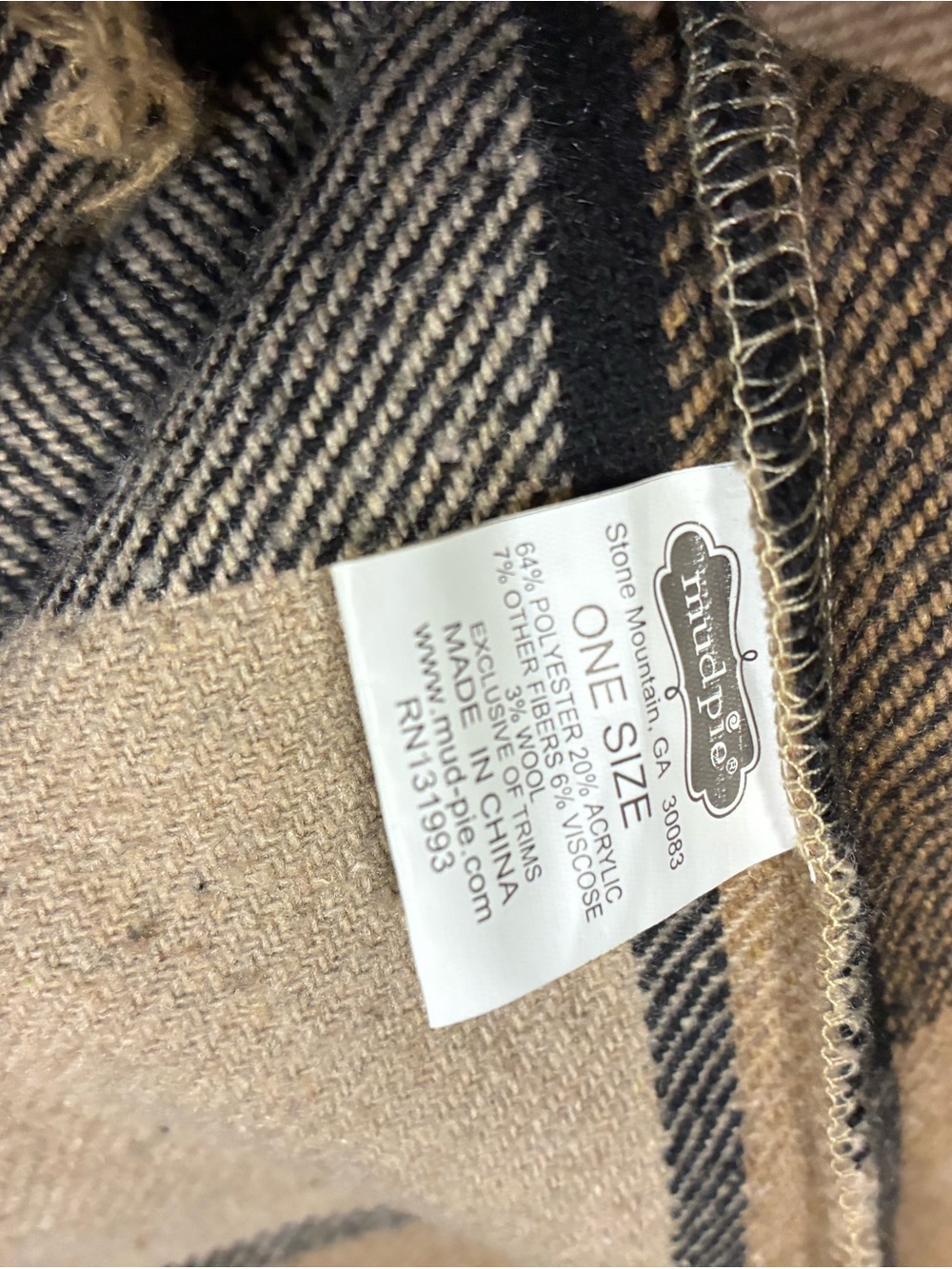 Mud Pie Tan & Black Plaid Open-Front Cape - Picture 7 of 7
